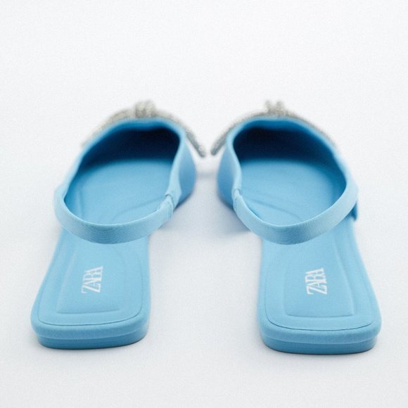 Zara Embellished Bow Flat Mules - Picture 4 of 6